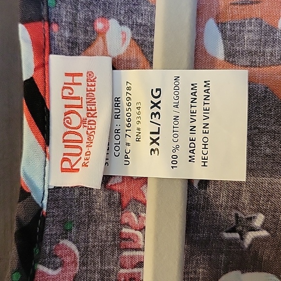 Rudolph and Santa Christmas scrub top - Picture 3 of 4